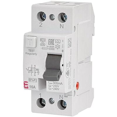 ETI Interruptor FI EFI-P2, 2 polos, 16A, 0,3A, tipo A, instantáneo ETI Interruptor FI EFI-P2, 2 polos, 16A, 0,3A, tipo A, instantáneo