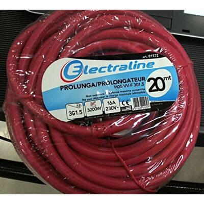Electraline 1572-0 Extensión Jardín, Longitud 20 Mt, Socket Universal Plug 16A, Sección Cable 3X1,5, color: violeta Electraline 1572-0 Extensión Jardín, Longitud 20 Mt, Socket Universal Plug 16A, Sección Cable 3X1,5, color: violeta