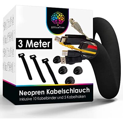 OfficeTree 3m Ordenador Cables Conducto para Cables para Ordena Cables Cubre Cables de Neopreno para el Escritorio Canaletas para Cableado con Dos Lados, Blanco y Negro Accesorios Incluidos OfficeTree 3m Ordenador Cables Conducto para Cables para Ordena Cables Cubre Cables de Neopreno para el Escritorio Canaletas para Cableado con Dos Lados, Blanco y Negro Accesorios Incluidos