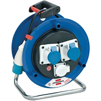 Brennenstuhl Enrollador de cable de 25 m (Cable obra) asa ergonómica, enchufe CEE 3 polos 230 V/16 A, 1 enchufe Schuko y 2 enchufes CEE 3 polos 230 V/16 A con autocierre, Serie Garant ST CEE 2 – IP 44 Brennenstuhl Enrollador de cable de 25 m (Cable obra) asa ergonómica, enchufe CEE 3 polos 230 V/16 A, 1 enchufe Schuko y 2 enchufes CEE 3 polos 230 V/16 A con autocierre, Serie Garant ST CEE 2 – IP 44