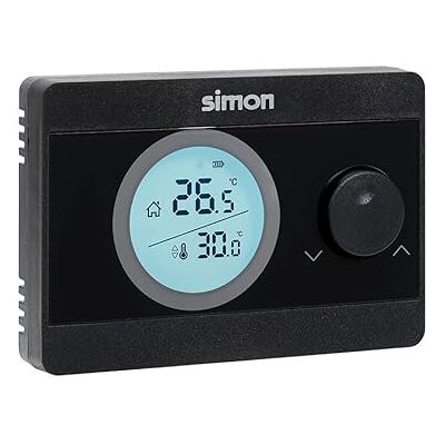 Simon – Termostato Digital ON/Off, Compatible con Sistemas de Calefacción y Aire Acondicionado, 5°C y 30°C, Pantalla Retroiluminada, Control Sencillo en Superficie, Color Negro Simon – Termostato Digital ON/Off, Compatible con Sistemas de Calefacción y Aire Acondicionado, 5°C y 30°C, Pantalla Retroiluminada, Control Sencillo en Superficie, Color Negro