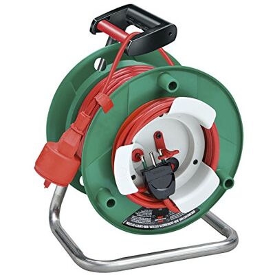 Brennenstuhl Garant, Enrollacables de jardín Manual (50 MT – Tambor de plástico Verde, Cable Rojo) alargador de Exterior con Cable eléctrico y Enchufe Schuko y Italiana Brennenstuhl Garant, Enrollacables de jardín Manual (50 MT – Tambor de plástico Verde, Cable Rojo) alargador de Exterior con Cable eléctrico y Enchufe Schuko y Italiana
