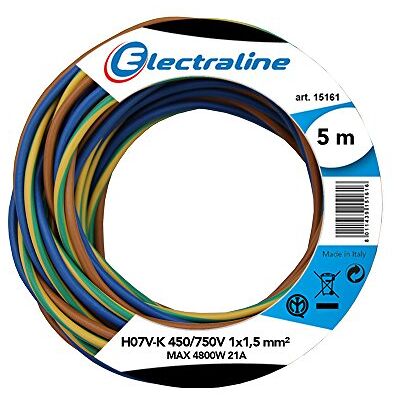 Electraline , H07V-K Cable, Sección 1x1.5 mm, 5m, Multicolor Electraline , H07V-K Cable, Sección 1x1.5 mm, 5m, Multicolor