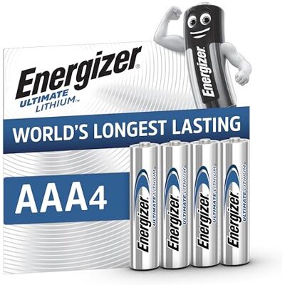 Energizer Ultimate Lithium AAA Pilas (Paquete de 4) Una de Las Pilas AAA de Mayor duración del Mundo para Dispositivos de Alto Consumo Embalaje 100% reciclable 25 años de Vida útil Energizer Ultimate Lithium AAA Pilas (Paquete de 4) Una de Las Pilas AAA de Mayor duración del Mundo para Dispositivos de Alto Consumo Embalaje 100% reciclable 25 años de Vida útil