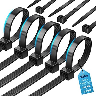 BIBTIM Bridas para Cables, 300 x 7.6mm, Paquete de 100, Bridas de Nylon Premium, Bridas de Plástico Multiusos, Mecanismo de Autocierre Seguro, para Casa, Jardín, Oficina y Bricolaje BIBTIM Bridas para Cables, 300 x 7.6mm, Paquete de 100, Bridas de Nylon Premium, Bridas de Plástico Multiusos, Mecanismo de Autocierre Seguro, para Casa, Jardín, Oficina y Bricolaje