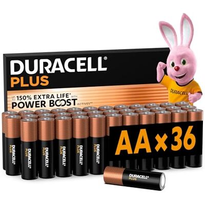 Duracell Duracell Plus Pilas AA - Pack de 36 - Alcalinas 1.5V - Vida Extra - Pilas Duracell Duracell Plus Pilas AA - Pack de 36 - Alcalinas 1.5V - Vida Extra - Pilas