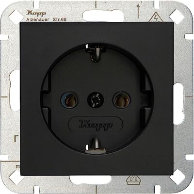 Kopp HK07 Enchufe con protección de contacto, color negro mate (10 unidades) Kopp HK07 Enchufe con protección de contacto, color negro mate (10 unidades)