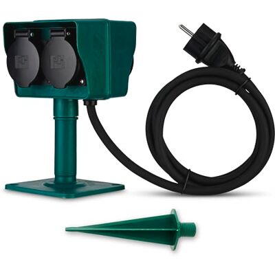 REV jardín pincho con-zócalo de 4 m 1,5 Enchufe exterior con placa base para un montaje flexible IP44 protección contra salpicaduras REV jardín pincho con-zócalo de 4 m 1,5 Enchufe exterior con placa base para un montaje flexible IP44 protección contra salpicaduras