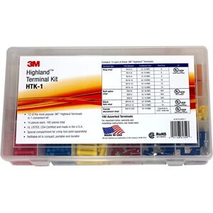 3M Highland Kit de terminales, HTK-1, incluye anillo, horquilla, empalme y desconexiones, recargable, compacto, portátil, duradero, 1 kit de 180 piezas 3M Highland Kit de terminales, HTK-1, incluye anillo, horquilla, empalme y desconexiones, recargable, compacto, portátil, duradero, 1 kit de 180 piezas