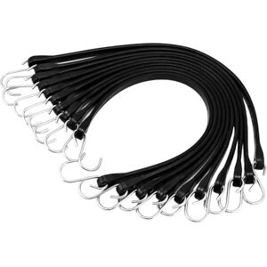 VEVOR 50 PCS Cuerda Elástica Plana de 19,8 mm Correas Elásticas Resistentes con Ganchos en Forma de S de Acero Cuerda Elástica de 53 cm de Largo para Carga, Camiones y Tiendas de Campaña, Negro VEVOR 50 PCS Cuerda Elástica Plana de 19,8 mm Correas Elásticas Resistentes con Ganchos en Forma de S de Acero Cuerda Elástica de 53 cm de Largo para Carga, Camiones y Tiendas de Campaña, Negro