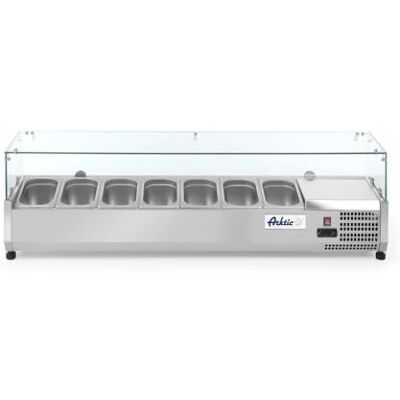 HENDI Vitrina expositora refrigerada GN 1/4 para servicio 7x GN 1/4-230V / 180W 0/8˚C 1505x335x(H)430 mm HENDI Vitrina expositora refrigerada GN 1/4 para servicio 7x GN 1/4-230V / 180W 0/8˚C 1505x335x(H)430 mm