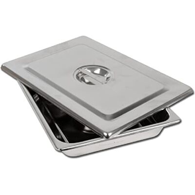 GIMA S.P.A instrumento de acero inoxidable bandeja con tapa, 355 mm x 254 mm x 50 mm GIMA S.P.A instrumento de acero inoxidable bandeja con tapa, 355 mm x 254 mm x 50 mm
