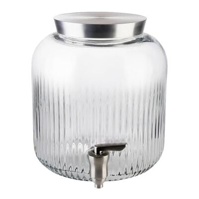 APS Dispensador de bebidas Vidrio, 5 litros, Ø 20 cm, H: 23 cm, con tapa y grifo APS Dispensador de bebidas Vidrio, 5 litros, Ø 20 cm, H: 23 cm, con tapa y grifo