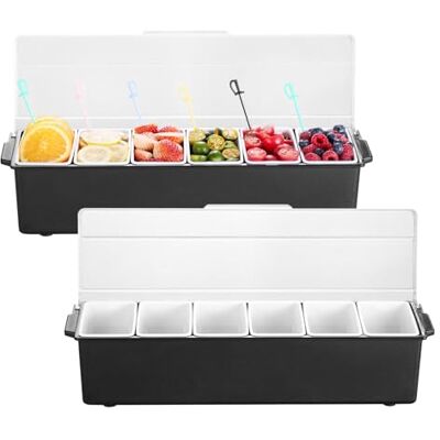 VEVOR Contenedor de Ingredientes de Plástico, 6 Compartimentos, Recipiente para Ingredientes con Tapa Abatible, para Frutas y Verduras, Cajas de Condimentos para Bufé, Restaurantes, Hoteles, Cocinas VEVOR Contenedor de Ingredientes de Plástico, 6 Compartimentos, Recipiente para Ingredientes con Tapa Abatible, para Frutas y Verduras, Cajas de Condimentos para Bufé, Restaurantes, Hoteles, Cocinas