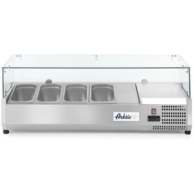 HENDI Vitrina expositora refrigerada GN 1/3 para servicio 4x GN 1/3-230V / 180W 0/8˚C 1205x395x(H)430 mm HENDI Vitrina expositora refrigerada GN 1/3 para servicio 4x GN 1/3-230V / 180W 0/8˚C 1205x395x(H)430 mm