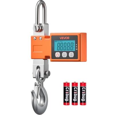 VEVOR Báscula Colgante Digital Carga Máxima 500 kg Resolución 100 g con Tara, Pantalla LCD, Aluminio Fundido, Retención de Pico Datos, Escala Digital de Grúa Portátil para Taller Pesca Almacén Granja VEVOR Báscula Colgante Digital Carga Máxima 500 kg Resolución 100 g con Tara, Pantalla LCD, Aluminio Fundido, Retención de Pico Datos, Escala Digital de Grúa Portátil para Taller Pesca Almacén Granja