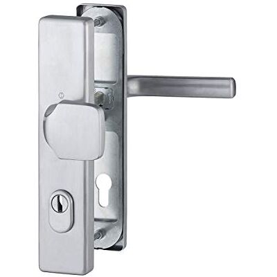 Hoppe Juego de cambio de seguridad DALLAS en placa PZ88, grosor de la puerta 62-72, con protección contra torsión, acero inoxidable mate Hoppe Juego de cambio de seguridad DALLAS en placa PZ88, grosor de la puerta 62-72, con protección contra torsión, acero inoxidable mate