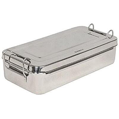 GIMA S.P.A caja de acero inoxidable con asa, 25 cm x 12,5 cm x 4,6 cm GIMA S.P.A caja de acero inoxidable con asa, 25 cm x 12,5 cm x 4,6 cm