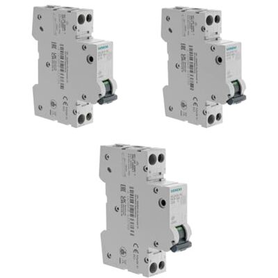 Siemens Juego de 8 interruptores modulares Ph+N 3×10A, 3×16A, 2×20A Siemens Juego de 8 interruptores modulares Ph+N 3×10A, 3×16A, 2×20A
