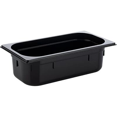 APS GN 1/3 Depósito Gastronorm de policarbonato, dimensiones 325 x 175 mm/altura 100 mm/volumen 3,6 litros, color negro APS GN 1/3 Depósito Gastronorm de policarbonato, dimensiones 325 x 175 mm/altura 100 mm/volumen 3,6 litros, color negro