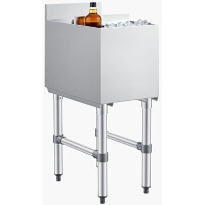 VEVOR Contenedor de Almacenamiento de Hielo Capacidad de 28 L, Depósito de Hielo de Acero Inoxidable con Tapa Deslizante y Soportes para Botellas, Ideal para Bares, Restaurantes, 305x482x850 mm VEVOR Contenedor de Almacenamiento de Hielo Capacidad de 28 L, Depósito de Hielo de Acero Inoxidable con Tapa Deslizante y Soportes para Botellas, Ideal para Bares, Restaurantes, 305x482x850 mm