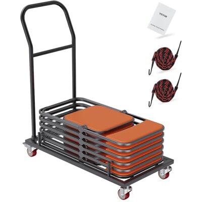 VEVOR Carro con Soporte para Sillas Plegables Carro de Hierro Comercial con Capacidad de 12 Sillas 4 Ruedas Almacenamiento de Transporte de Sillas de Resina Plástica y Madera 1000x510x1090 mm, Negro VEVOR Carro con Soporte para Sillas Plegables Carro de Hierro Comercial con Capacidad de 12 Sillas 4 Ruedas Almacenamiento de Transporte de Sillas de Resina Plástica y Madera 1000x510x1090 mm, Negro