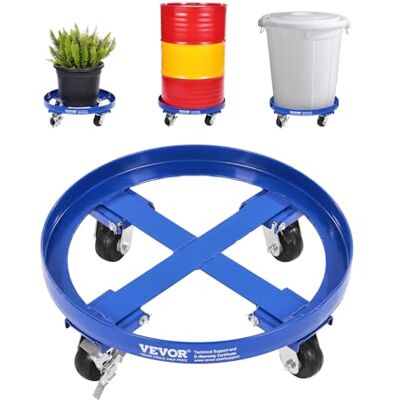 VEVOR Plataforma Rodante para Bidones 615 x 615 x 188 mm con Tirantes Transversales y 4 Ruedas Giratorias, Capacidad de 907 kg, Plataforma Rodante Antivuelco para Manipulación de Almacén, Azul VEVOR Plataforma Rodante para Bidones 615 x 615 x 188 mm con Tirantes Transversales y 4 Ruedas Giratorias, Capacidad de 907 kg, Plataforma Rodante Antivuelco para Manipulación de Almacén, Azul