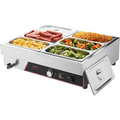 VEVOR Calentador de Alimento, con 6 Recipientes de 1/3 de Tamaño y Cable de Alimentación, de Acero Inoxidable, 1500 W, por Baño María, para Restaurantes, Fiestas y Buffets, 690 x 570 x 220 mm VEVOR Calentador de Alimento, con 6 Recipientes de 1/3 de Tamaño y Cable de Alimentación, de Acero Inoxidable, 1500 W, por Baño María, para Restaurantes, Fiestas y Buffets, 690 x 570 x 220 mm