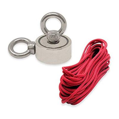 first4magnets N42 Magnet de Bote de Neodimio Con 2X M8 M8 Para Pesca Por Imán, Recuperación Y Búsqueda de Tesoros 48mm de Diámetro x 18mm 80kg first4magnets N42 Magnet de Bote de Neodimio Con 2X M8 M8 Para Pesca Por Imán, Recuperación Y Búsqueda de Tesoros 48mm de Diámetro x 18mm 80kg