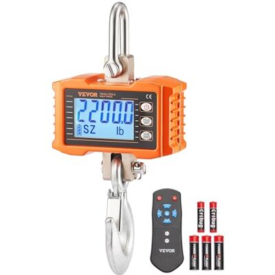 VEVOR Báscula de Grúa Digital de 1000 kg, Báscula Colgante Industrial Resistente con Control Remoto, Carcasa de Aluminio Fundido y Pantalla LCD, Alta Precisión para Construcción, Fábrica, Naranja VEVOR Báscula de Grúa Digital de 1000 kg, Báscula Colgante Industrial Resistente con Control Remoto, Carcasa de Aluminio Fundido y Pantalla LCD, Alta Precisión para Construcción, Fábrica, Naranja