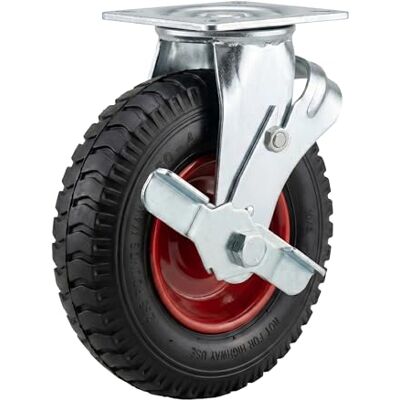 Relaxdays rueda giratoria con freno, 2,50-4, 120 kg, negro/rojo Neumático de aire, goma, acero, para cargas pesadas Relaxdays rueda giratoria con freno, 2,50-4, 120 kg, negro/rojo Neumático de aire, goma, acero, para cargas pesadas