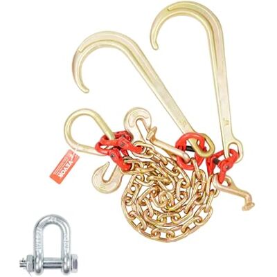 VEVOR JT Cadena de remolque con gancho, capacidad de carga 7074 kg, cadena de brida en V para remolque G80 con gancho de agarre, 10 mm x 60 cm, para averías, transporte, grúa, camión de plataforma VEVOR JT Cadena de remolque con gancho, capacidad de carga 7074 kg, cadena de brida en V para remolque G80 con gancho de agarre, 10 mm x 60 cm, para averías, transporte, grúa, camión de plataforma