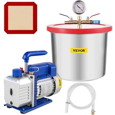 VEVOR Bomba de Vacío 113L/min 7,5L Cámara de Vacío Desgasificación Epoxi de Silicona 4 CFM 1/3Hp Bomba de Vacío de Una Sola Etapa HVAC Herramientas de Aire para Desespumar Silicona, Epoxi, Poliuretano VEVOR Bomba de Vacío 113L/min 7,5L Cámara de Vacío Desgasificación Epoxi de Silicona 4 CFM 1/3Hp Bomba de Vacío de Una Sola Etapa HVAC Herramientas de Aire para Desespumar Silicona, Epoxi, Poliuretano