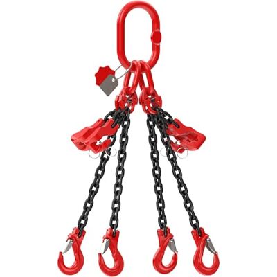 Dolezych DoKett Cadena de 4 hebras con gancho de horquilla, acortable, grado 8, 1 m de longitud, cadena para grúas, con gancho de horquilla, capacidad de carga de 2360 kg hasta 45°, 1700 kg a 60° Dolezych DoKett Cadena de 4 hebras con gancho de horquilla, acortable, grado 8, 1 m de longitud, cadena para grúas, con gancho de horquilla, capacidad de carga de 2360 kg hasta 45°, 1700 kg a 60°