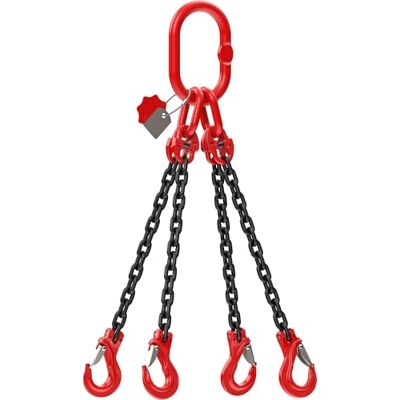 Dolezych DoKett Cadena de 4 hebras para grúas (grado 8, 1 m, con gancho de horquilla, capacidad de carga de hasta 45°, 1700 kg a 60°) Dolezych DoKett Cadena de 4 hebras para grúas (grado 8, 1 m, con gancho de horquilla, capacidad de carga de hasta 45°, 1700 kg a 60°)