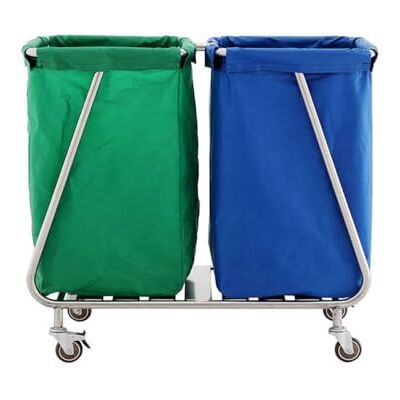 GIMA Carro doble para ropa sucia de acero inoxidable AISI 202, GIMA Carro doble para ropa sucia de acero inoxidable AISI 202,