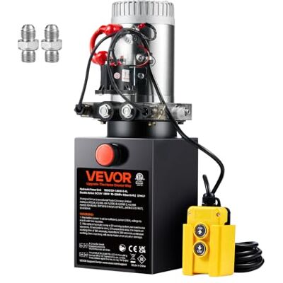 VEVOR Bomba Hidráulica DC 12 V 6 L Unidad Hidráulica de Doble Acción Flujo de Aceite 3,44 L/min Presión Máxima de Descarga 22 MPa para Volquete, Plataforma Elevadora, Remolque, Elevación y Descarga VEVOR Bomba Hidráulica DC 12 V 6 L Unidad Hidráulica de Doble Acción Flujo de Aceite 3,44 L/min Presión Máxima de Descarga 22 MPa para Volquete, Plataforma Elevadora, Remolque, Elevación y Descarga
