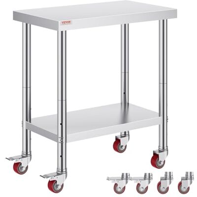 VEVOR Mesa de Trabajo de Acero Inoxidable, 76 x 46 x 86 cm, Mesa de Trabajo para Catering, 100 kg, para la Capacidad de Carga, para Alimentos, Mesa de Trabajo Comercial, para Cocina, 4 Patas VEVOR Mesa de Trabajo de Acero Inoxidable, 76 x 46 x 86 cm, Mesa de Trabajo para Catering, 100 kg, para la Capacidad de Carga, para Alimentos, Mesa de Trabajo Comercial, para Cocina, 4 Patas