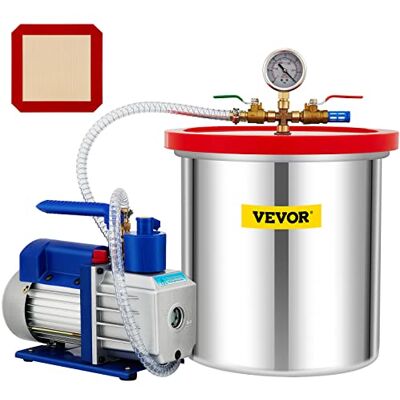 VEVOR Bomba de Vacío 141L/min 19L Cámara de Vacío con Bomba Rotativa de Una Sola Etapa 5 CFM 1/3 HP HVAC Kit de Herramientas de Aire para Estabilizar Madera Desgasificar Siliconas, Epoxis VEVOR Bomba de Vacío 141L/min 19L Cámara de Vacío con Bomba Rotativa de Una Sola Etapa 5 CFM 1/3 HP HVAC Kit de Herramientas de Aire para Estabilizar Madera Desgasificar Siliconas, Epoxis