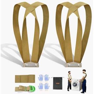 VEVOR Correas de Transporte Ajustables, Sistema de Elevación y Transporte para 2 Personas con 2 Correas, 1 de Transporte y 1 de Mano, para Muebles, Electrodomésticos y Colchones, Cinturón Simple VEVOR Correas de Transporte Ajustables, Sistema de Elevación y Transporte para 2 Personas con 2 Correas, 1 de Transporte y 1 de Mano, para Muebles, Electrodomésticos y Colchones, Cinturón Simple