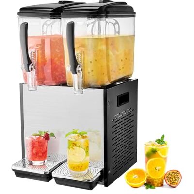 VEVOR Dispensador de Bebidas Comercial 12L x 2 Tanques Máquina de Bebidas Frías Heladas de Acero Inoxidable 286W Temperatura de Enfriamiento 7~12 °C para Restaurantes, Bares, Fiestas, 36,5x43x67 cm VEVOR Dispensador de Bebidas Comercial 12L x 2 Tanques Máquina de Bebidas Frías Heladas de Acero Inoxidable 286W Temperatura de Enfriamiento 7~12 °C para Restaurantes, Bares, Fiestas, 36,5x43x67 cm