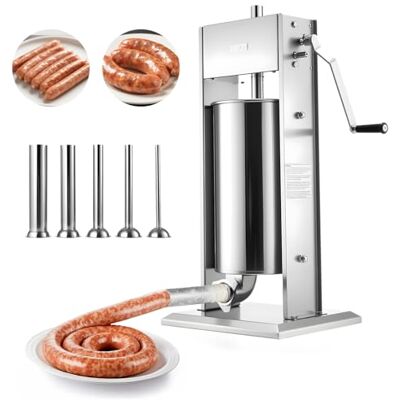 VEVOR Embutidora Manual de Salchichas Capacidad de 15 L Embutidora Vertical de Mesa de Acero Inoxidable con 5 Tubos de Relleno para Churros Salchichas para Restaurante Supermercado Hogar Cocina VEVOR Embutidora Manual de Salchichas Capacidad de 15 L Embutidora Vertical de Mesa de Acero Inoxidable con 5 Tubos de Relleno para Churros Salchichas para Restaurante Supermercado Hogar Cocina