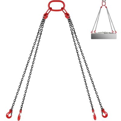 VEVOR Cadenas de Elevación de 4 Patas, G80, Acero Aleado 3 m Eslinga de Cadenas, Diámetro de Cadenas 8 mm Capacidad de Carga 5 t Eslinga de Carretilla Elevadora para Minería, Puertos y Construcción VEVOR Cadenas de Elevación de 4 Patas, G80, Acero Aleado 3 m Eslinga de Cadenas, Diámetro de Cadenas 8 mm Capacidad de Carga 5 t Eslinga de Carretilla Elevadora para Minería, Puertos y Construcción