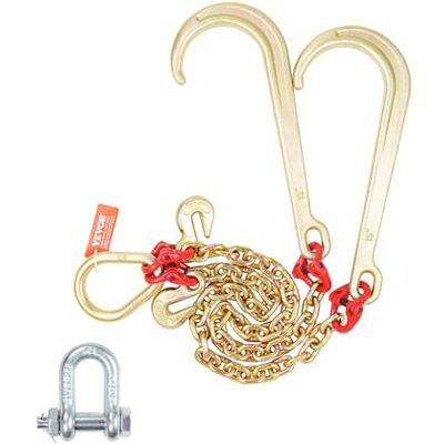 VEVOR Cadena de remolque con gancho J, capacidad de carga 4898 kg, cadena de brida en V para remolque G80 con gancho de agarre 8mm x 60cm para recuperación, transporte, grúa, camión de plataforma VEVOR Cadena de remolque con gancho J, capacidad de carga 4898 kg, cadena de brida en V para remolque G80 con gancho de agarre 8mm x 60cm para recuperación, transporte, grúa, camión de plataforma