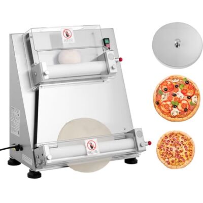 VEVOR Rodillo Laminador de Masa para Pizza, Prensa Semiautomática de Acero Inoxidable 7,6 a 40,6 cm, 390 W, 260 Piezas por Hora, Grosor Ajustable, con Tapa para Prensar Masa, 530 x 520 x 640 mm VEVOR Rodillo Laminador de Masa para Pizza, Prensa Semiautomática de Acero Inoxidable 7,6 a 40,6 cm, 390 W, 260 Piezas por Hora, Grosor Ajustable, con Tapa para Prensar Masa, 530 x 520 x 640 mm