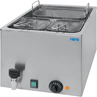 SARO PASTA 25 Hervidor eléctrico de pasta para gastronomía, modelo de mesa, 25 l, con 3 cestas y grifo de drenaje, acero inoxidable, regulación de temperatura hasta 110 °C, 3,2 kW SARO PASTA 25 Hervidor eléctrico de pasta para gastronomía, modelo de mesa, 25 l, con 3 cestas y grifo de drenaje, acero inoxidable, regulación de temperatura hasta 110 °C, 3,2 kW