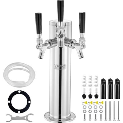 VEVOR Dispensador de Torre de Cerveza de Barril de Triple Grifo, Torre de Cerveza de Barril de Acero Inoxidable, Kit de Torre con Tubo Premontado y Vástagos de Grifo de Cierre Automático para Fiesta VEVOR Dispensador de Torre de Cerveza de Barril de Triple Grifo, Torre de Cerveza de Barril de Acero Inoxidable, Kit de Torre con Tubo Premontado y Vástagos de Grifo de Cierre Automático para Fiesta