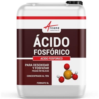 ARCANE INDUSTRIES Ácido Fosfórico, Desoxidar y Fosfatar Piezas Metálicas 5 L Desoxida, Fosfata y Desincrusta Hierro, Acero y Fundición, Mejora la Adherencia de Pinturas ARCANE INDUSTRIES Ácido Fosfórico, Desoxidar y Fosfatar Piezas Metálicas 5 L Desoxida, Fosfata y Desincrusta Hierro, Acero y Fundición, Mejora la Adherencia de Pinturas