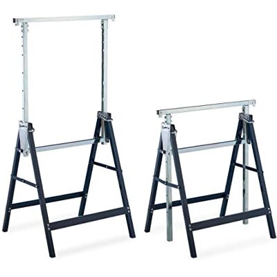 Relaxdays Andamio Caballete, Set de 2, Altura Ajustable, Carga hasta 200 kg, Plegable, Taller, Acero, Azul y Plateado Relaxdays Andamio Caballete, Set de 2, Altura Ajustable, Carga hasta 200 kg, Plegable, Taller, Acero, Azul y Plateado