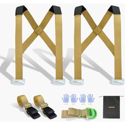 VEVOR Sistema de Elevación y Transporte, para 2 Personas, con 2 Correas, 2 de Transporte y 1 de Mano, Correas de Hombro Ajustables para Mover Muebles, Electrodomésticos y Colchones, Carga 454 kg VEVOR Sistema de Elevación y Transporte, para 2 Personas, con 2 Correas, 2 de Transporte y 1 de Mano, Correas de Hombro Ajustables para Mover Muebles, Electrodomésticos y Colchones, Carga 454 kg
